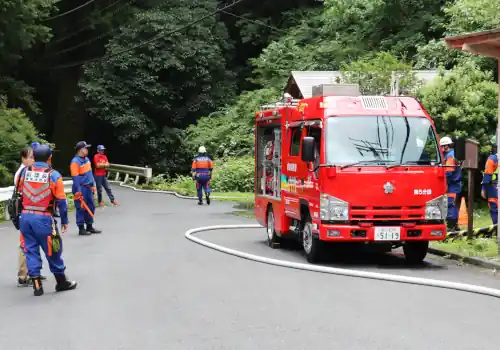 消防団訓練2025中継送水　第１中継-上直竹上分の写真